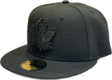 Men's New Era  Toronto Maple Leafs Black on Black NHL Hockey Custom 59FIFTY Fitted Hat