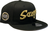 Men's Raptors 905 SAUGA Word Mark Black Gold New Era 9Fifty Snapback Custom Hat Cap