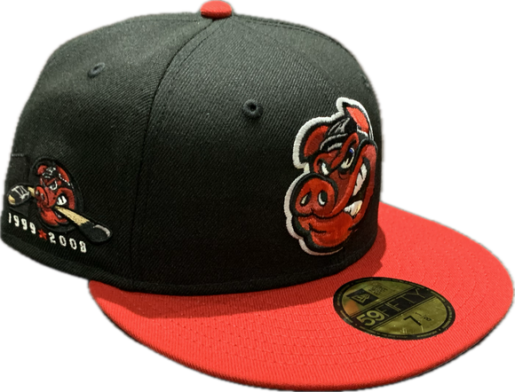 Men's Rockford IceHogs Black/Red Custom Logo New Era 59fifty Fitted Hat Cap - AHL Hockey