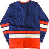 Men's Mitchell & Ness Navy Edmonton Oilers Vintage Retro Heritage Lace-Up Pullover Sweatshirt