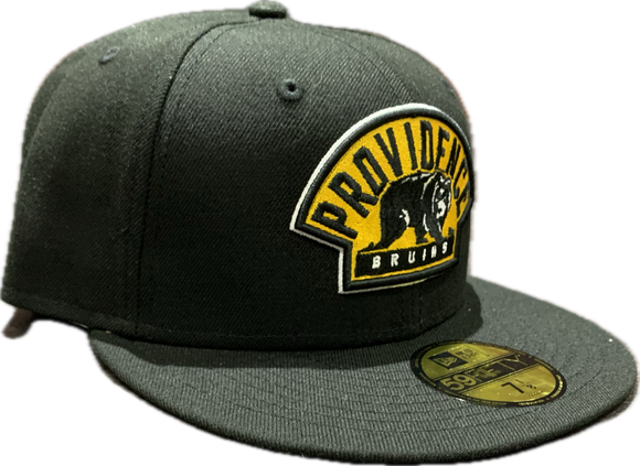 Men's Providence Bruins Black Custom Alt Logo New Era 59fifty Fitted Hat Cap - AHL Hockey