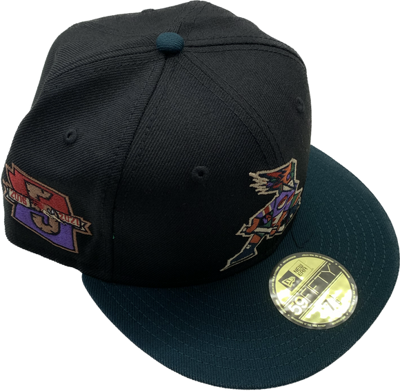 Men's Tucson Roadrunners Black/Green Hat Side Patch New Era 59fifty Fitted Hat Cap - AHL Hockey