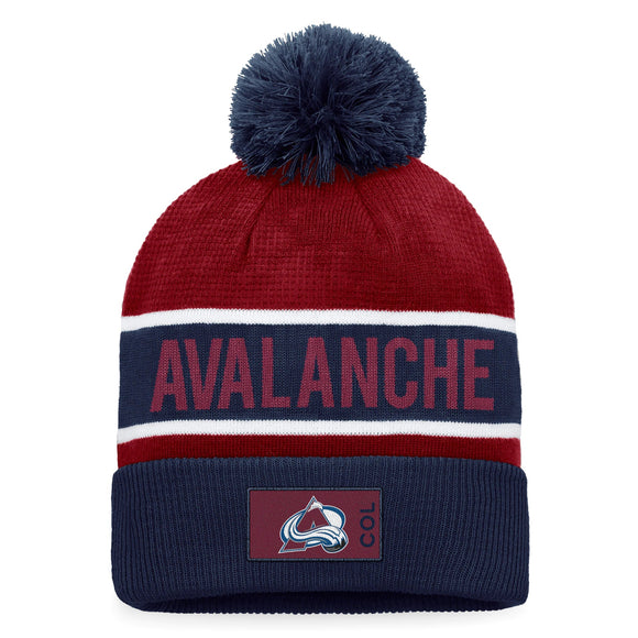 Colorado Avalanche Fanatics Branded Authentic Pro Cuffed Knit Hat with Pom - Blue/Maroon