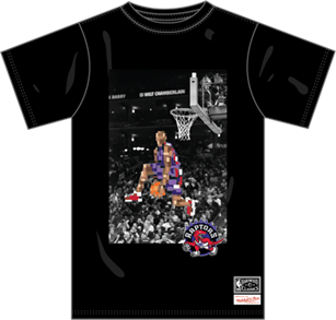 Men's Toronto Raptors Mitchell & Ness Vince Carter Pixelated Slam Dunk Contest Black T Shirt