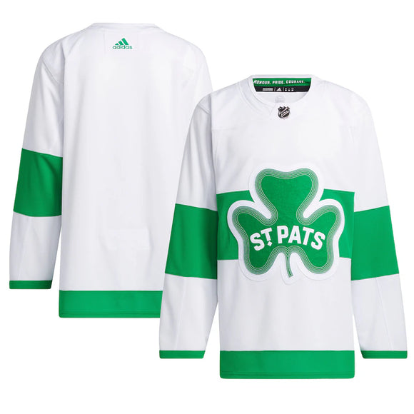 Men's Toronto Maple Leafs adidas White St. Patricks Alternate Primegreen Authentic Jersey