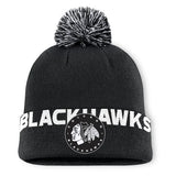 Men's Chicago Blackhawks Fanatics Black High Stick Cuffed Knit Hat with Pom