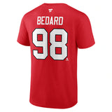 Men's Chicago Blackhawks Connor Bedard Fanatics Branded Red 2023 NHL Draft Authentic Stack Player Name & Number T-Shirt