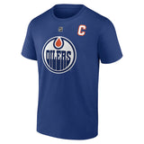 Men's Fanatics Branded Connor McDavid Navy Edmonton Oilers Captain Patch Authentic Stack Name and Number T-Shirt