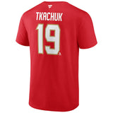 Men's Florida Panthers Matthew Tkachuk Fanatics Branded Red Authentic Stack Name & Number T-Shirt
