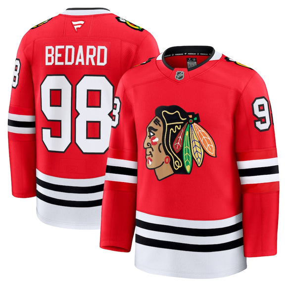 Men's Chicago Blackhawks Fanatics Red Home Premium NHL Hockey Jersey- Connor Bedard