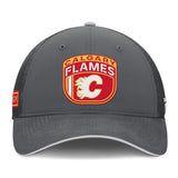 Men's Calgary Flames Fanatics Gray Authentic Pro Home Ice Trucker Adjustable Hat