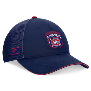 Youth Montreal Canadiens Fanatics Navy 2024 NHL Draft On Stage Trucker Adjustable Hat