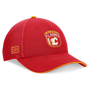 Men's Calgary Flames Fanatics 2024 NHL Draft On Stage Trucker Adjustable Hat - Red