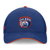 Youth Edmonton Oilers Fanatics Royal 2024 NHL Draft On Stage Trucker Adjustable Hat