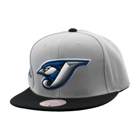 Men's Toronto Blue Jays MLB Mitchell & Ness Grey Cooperstown Team Classic Snapback Hat