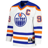 Wayne Gretzky Edmonton Oilers Mitchell & Ness 1986-87 Captain Patch Blue Line Player Jersey - White