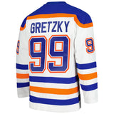 Wayne Gretzky Edmonton Oilers Mitchell & Ness 1986-87 Captain Patch Blue Line Player Jersey - White