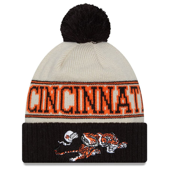 Men's New Era Black Cincinnati Bengals 2023 Sideline Historic Pom Cuffed Knit Hat