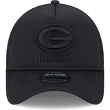 Green Bay Packers New Era All Day A-Frame Trucker 9FORTY Adjustable Hat - Black