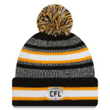 Hamilton Tiger-Cats CFL Football New Era Sideline 6 Dart Cuffed Knit Hat with Pom - Black
