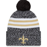 Men's New Era Black New Orleans Saints 2023 Sideline Cuffed Knit Hat With Pom