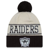 Men's New Era Black Oakland Raiders 2023 Sideline Historic Pom Cuffed Knit Hat