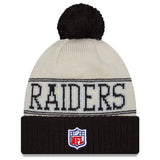Men's New Era Black Oakland Raiders 2023 Sideline Historic Pom Cuffed Knit Hat