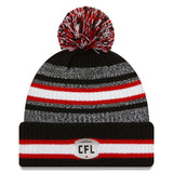 Ottawa Redblacks CFL Football New Era Sideline 6 Dart Cuffed Knit Hat with Pom - Black