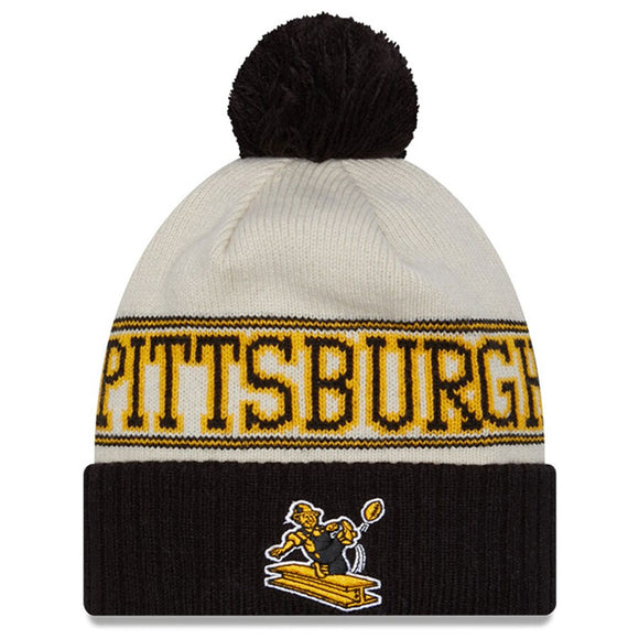 Men's New Era Black Pittsburgh Steelers 2023 Sideline Historic Pom Cuffed Knit Hat