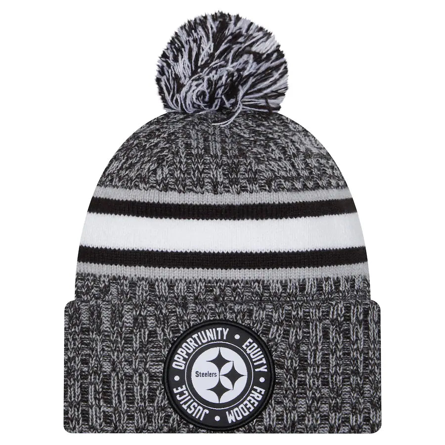 Men's New Era Black Pittsburgh Steelers Inspire Change Cuffed Knit Hat ...