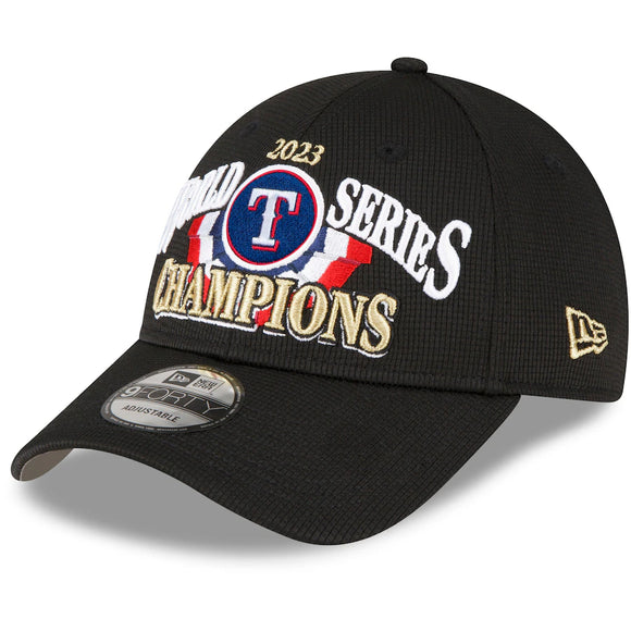 Men's Texas Rangers New Era Black 2023 World Series Champions Locker Room 9FORTY Adjustable Hat