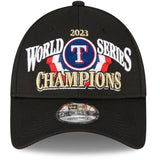 Men's Texas Rangers New Era Black 2023 World Series Champions Locker Room 9FORTY Adjustable Hat