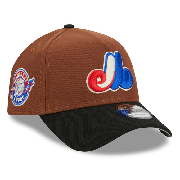 Montreal Expos New Era Harvest A-Frame Cooperstown Collection 9FORTY Adjustable Hat - Brown