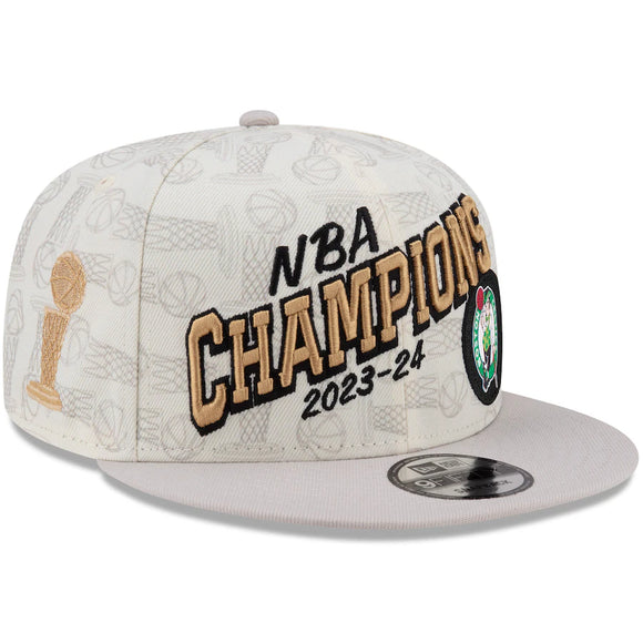 Men's New Era Cream Boston Celtics 2024 NBA Finals Champions Locker Room 9FIFTY Snapback Hat