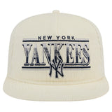 Men's New York Yankees New Era Cream Throwback Bar Golfer Corduroy Snapback Hat