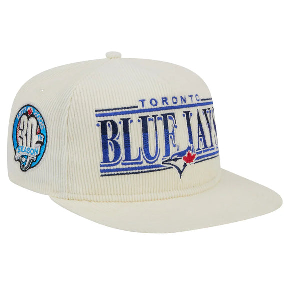 Men's Toronto Blue Jays New Era Cream Throwback Bar Golfer Corduroy Snapback Hat