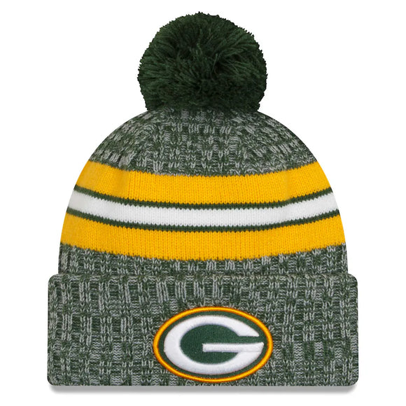 Men's New Era Green Green Bay Packers 2023 Sideline Cuffed Knit Hat With Pom