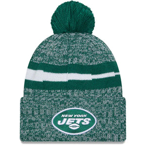 Men's New Era Green New York Jets 2023 Sideline Cuffed Knit Hat With Pom