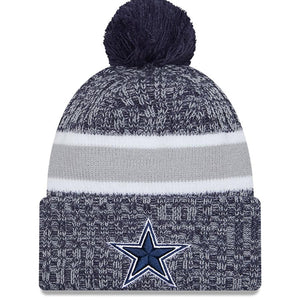 Men's New Era Navy Dallas Cowboys 2023 Sideline Cuffed Knit Hat With Pom