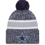 Men's New Era Navy Dallas Cowboys 2023 Sideline Cuffed Knit Hat With Pom