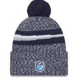 Men's New Era Navy Tennessee Titans 2023 Sideline Cuffed Knit Hat With Pom