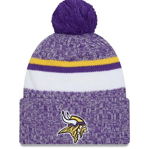 Men's New Era Purple Minnesota Vikings 2023 Sideline Cuffed Knit Hat With Pom