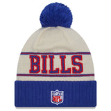 Men's New Era Royal Buffalo Bills 2023 Sideline Historic Pom Cuffed Knit Hat