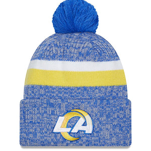 Men's New Era Royal Los Angeles Rams 2023 Sideline Cuffed Knit Hat With Pom
