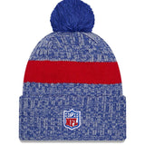 Men's New Era Royal New York Giants 2023 Sideline Cuffed Knit Hat With Pom