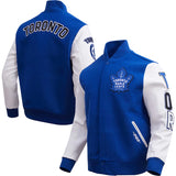 Men's NHL Hockey Toronto Maple Leafs Rib Wool Navy/White Varsity Jacket By Pro Standard