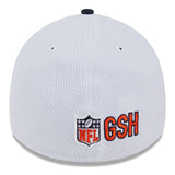 Men's New Era White/Navy Chicago Bears 2023 Sideline 39THIRTY Flex Hat