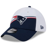 Men's New Era White/Navy New England Patriots 2023 Sideline 39THIRTY Flex Hat