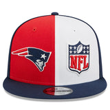 Men's New Era Red/Navy New England Patriots 2023 Sideline Primary Logo 9FIFTY Snapback Hat