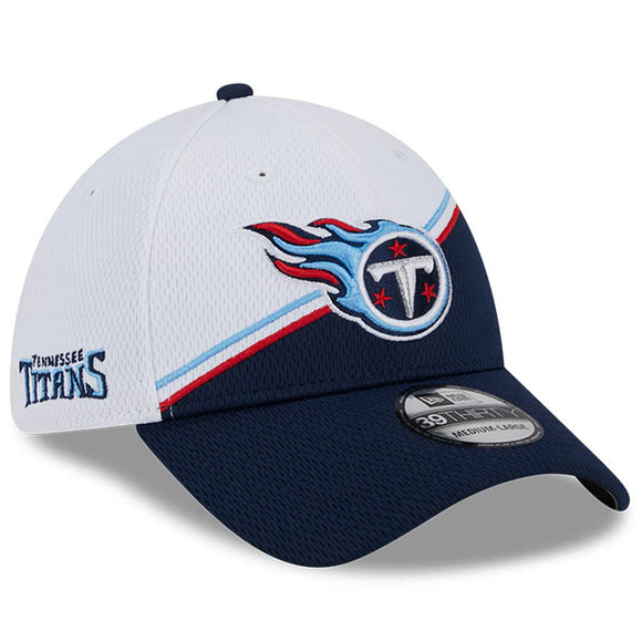 Men's New Era White/Navy Tennessee Titans 2023 Sideline 39THIRTY Flex Hat
